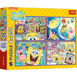 Puzle 4x250 gab. Trefl 13342 SpongeBob's Crazy World