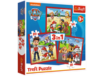 Puzle 3-in-1 Happy Dogs Paw Patrol Trefl 34867
