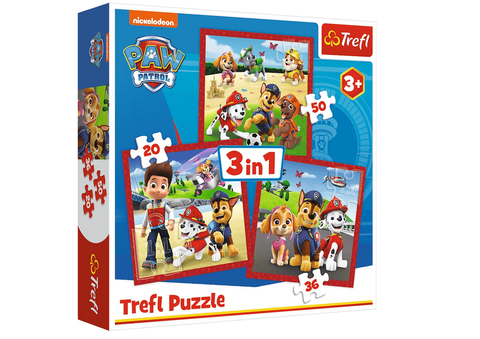 Puzle 3-in-1 Happy Dogs Paw Patrol Trefl 34867