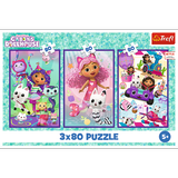 Puzļu komplekts 3x80 Trefl Puzzle Colorful Days of Gabby 34882