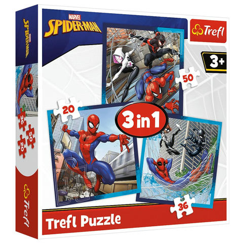 3-in-1 puzle Spider Friends Disney Marvel Spiderman Trefl 34874