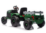 Elektriskais traktors ar piekabi LEAN CARS CH9959B, tumši zaļš, 24V