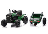 Elektriskais traktors ar piekabi LEAN CARS CH9959B, tumši zaļš, 24V