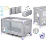 Ricokids ceļojumu gultiņa ar matraci un somu 123,5 x 65 x 76 cm RK-240 pelēki lavandas – produkta galerijas skats, 2. pozīcija