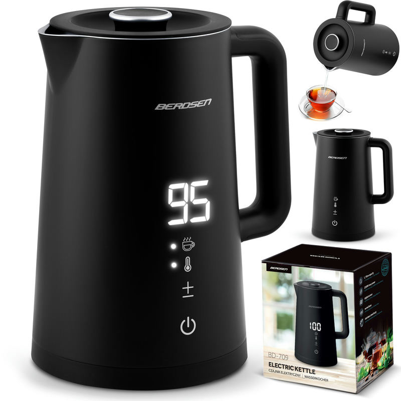 Elektriskā tējkanna Berdsen BD-709 1,7 l, melna – produkta kopskats