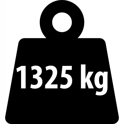 Metāla noliktavas plaukta kopējās nestspējas norāde 1325 kg ar slodzes simbolu