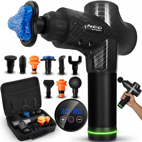 Masāžas pistole Neo-Sport NS-503, melna, ar 9 uzgaļiem