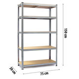 Metāla noliktavas plaukts Humberg 150 x 75 x 30 cm – produkta galerijas skats, 8. pozīcija