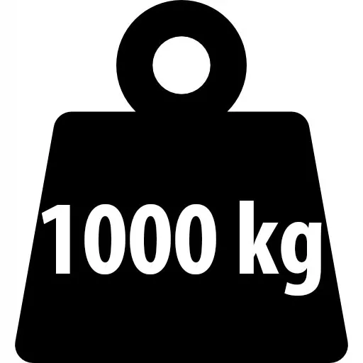 Noliktavas plaukts ar norādi uz 1000 kg kopējo maksimālo slodzi