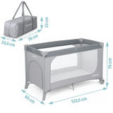Ceļojumu gultiņa Ricokids RK-240, 123,5 x 65 x 76 cm, pelēka – produkta galerijas skats, 10. pozīcija