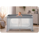 Ceļojumu gultiņa Ricokids RK-240, 123,5 x 65 x 76 cm, pelēka – produkta galerijas skats, 5. pozīcija