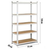 Metāla noliktavas plaukts Humberg 150 x 75 x 30 cm, balts – produkta galerijas skats, 7. pozīcija