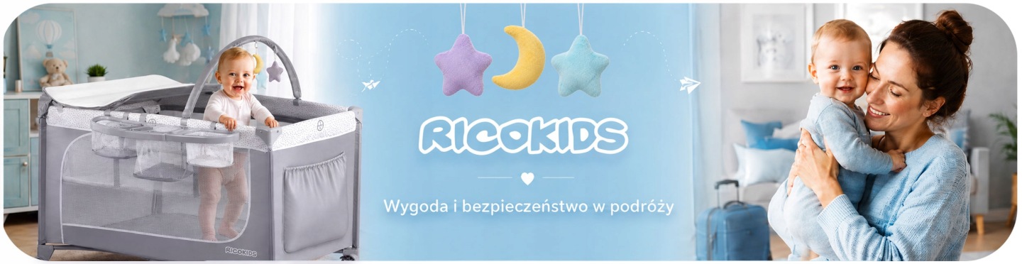 Ricokids saliekama ceļojumu gultiņa gaiši pelēkā krāsā bērnistabā ar bērnu un vecāku