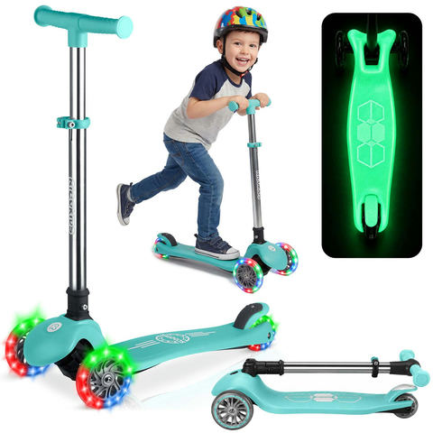 Bērnu trīsriteņu balansējošs skrejritenis Ricokids Glow, turkīza, līdz 50 kg