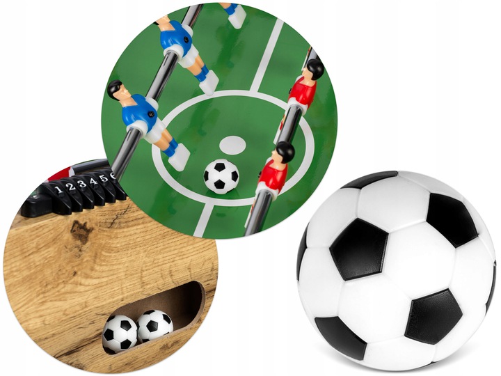 Galda futbola detaļu kompozīcija ar bumbiņas atveri, spēles laukumu, skaitītāju un bumbu