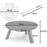 Ugunskura bļodas izmēru ar resti 56 cm, bļodu 60 cm un pokeri 42 cm