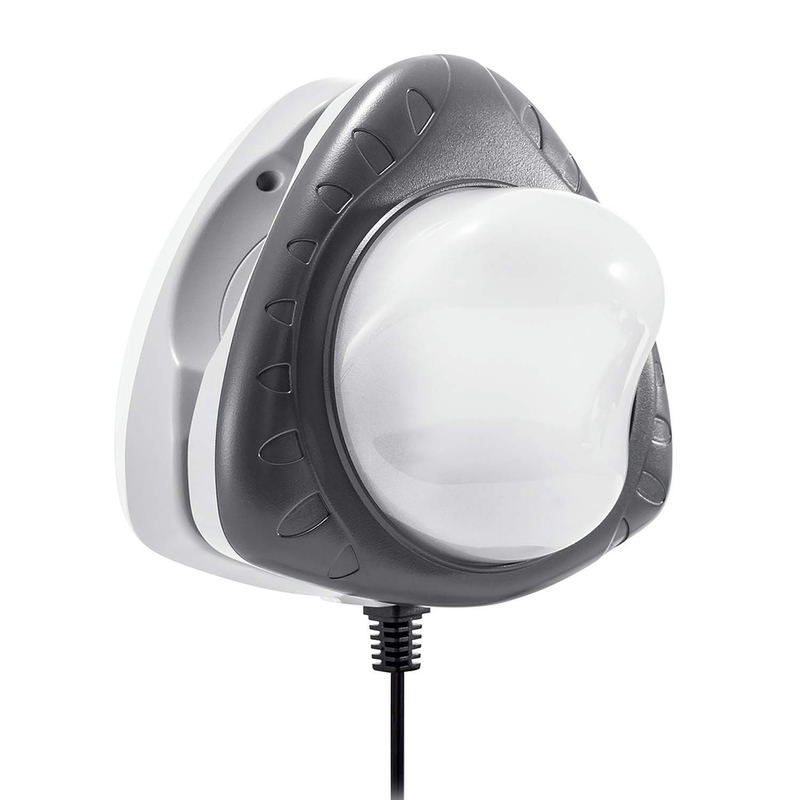 Intex LED baseina lampa ar tumšu priekšējo rāmi un caurspīdīgu gaismas vāku uz balta fona