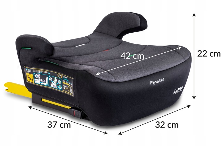 Bērnu sēdeklītis Nukido Louis ar izmēru marķējumu 42 cm, 37 cm, 32 cm un 22 cm