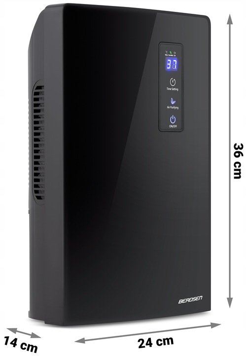 Berdsen BR-20 gaisa sausinātājs ar izmēru atzīmēm 24 x 14 x 36 cm
