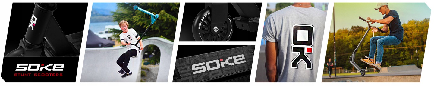 SOKE GO! triku skrejritenis ar zīmola logotipu un braucēju skata salikumu