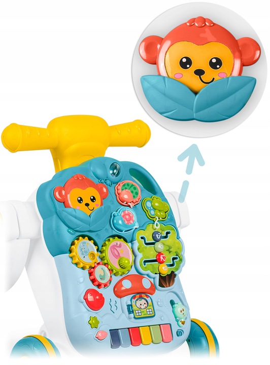 Ricokids stumjamais ar izcelto mērkaķītes detaļu panelī un dzeltenu stūmējrokturi