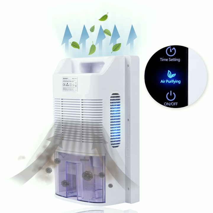 Berdsen BR-20 gaisa sausinātājs ar redzamu ūdens tvertni un Air Purifying pogas marķējumu