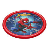 Bestway Spider-Man piepūšamais bērnu baseins no augšas ar sarkanu malu un pilnu ovāla formas skatu