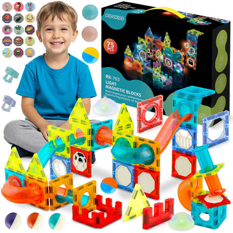 Magnētiskie konstruktori ar apgaismojumu Ricokids RK-763, vairāk nekā 70 elementi