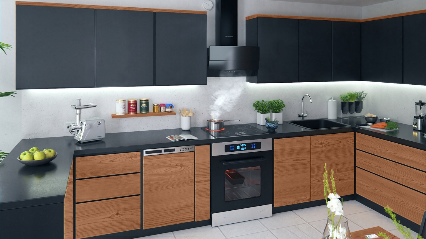 Virtuves nosūcējs Berdsen BT-212 60 cm, melns – 3. apraksta produkta kadrs