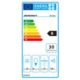 Berdsen BT-213 energoefektivitātes marķējums ar B klasi, 30 kWh gadā un 66 dB
