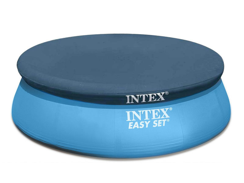 Intex baseina pārsegs no augšējā skata ar apaļu formu un tumšu virsmu