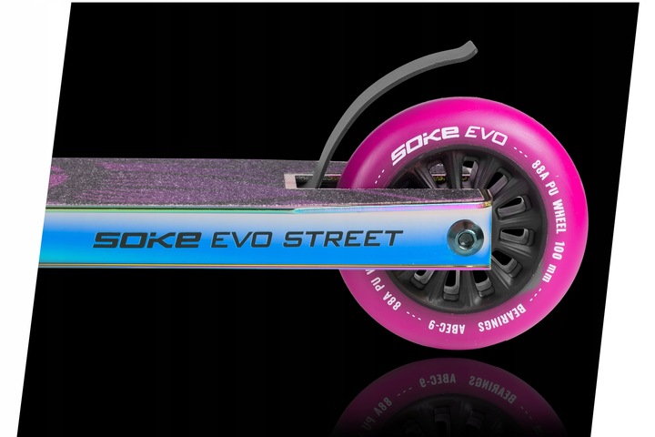 SOKE EVO Street aizmugurējais ritenis un klāja mala ar redzamu 100x24 mm izmēru