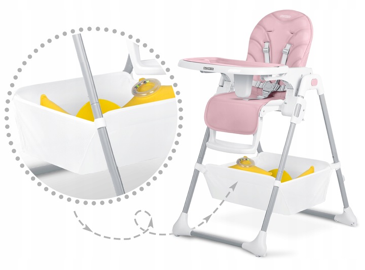 Ricokids Tulo barošanas krēsls ar pievienotu uzglabāšanas grozu un paplāti