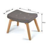 Sofotel Norse pufa izmēri norādīti uz attēla, redzama 52 cm garuma, 36,5 cm platuma un 38 cm augstuma atzīme
