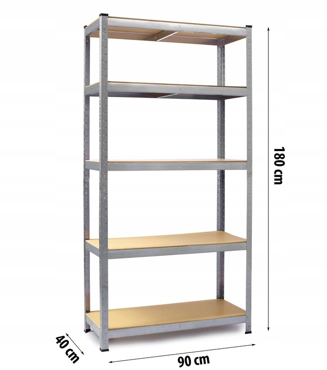Metāla noliktavas plaukts Humberg HR-812 ar izmēru atzīmēm 180 cm, 90 cm un 40 cm