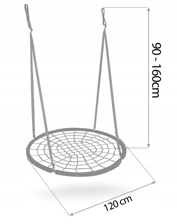 Batuta tehniska shēma ar 120 cm diametru un 90–160 cm piekares augstumu