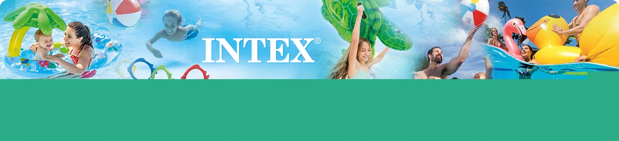 Intex 56800 peldošais divvietīgais atpūtas krēsls ar zīmola reklāmas attēlu un ūdens atpūtas noskaņu