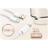 USB-C uzlādes kabelis un laktatora korpuss ar baterijas darbības norādi