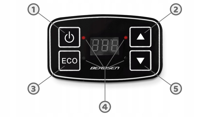 Elektroniskais Berdsen Icemax vadības panelis ar ECO pogu un temperatūras taustiņiem