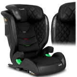 Bērnu autokrēsliņš ar mīkstu polsterējumu un zīmola logotipu no priekšpuses