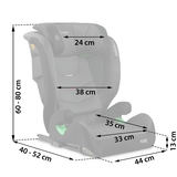 Sānskata izmēru shēma ar 24 cm un 38 cm norādēm