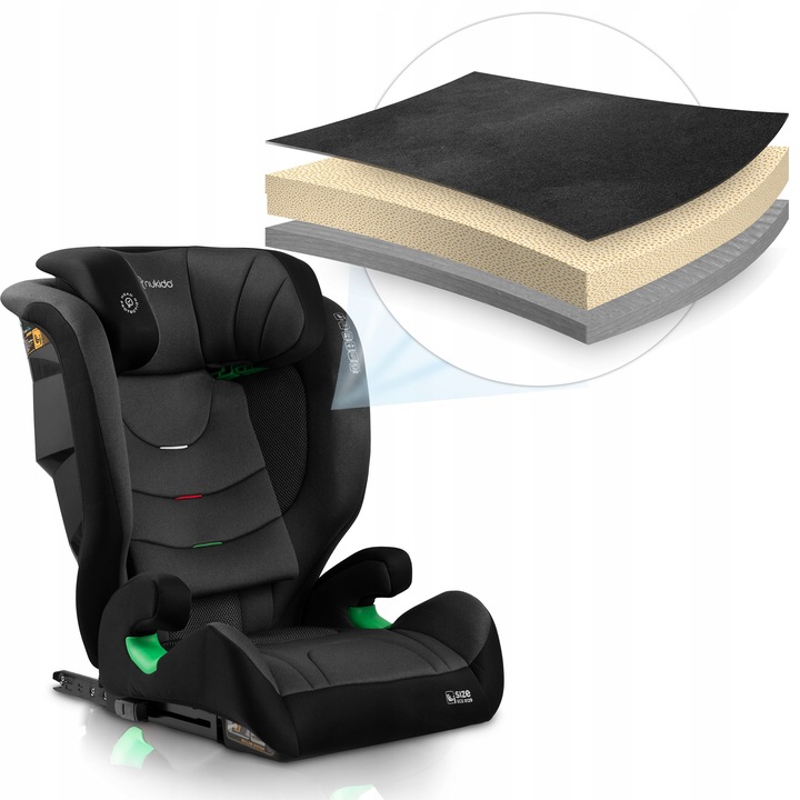 Bērnu autokrēsls ar FlexArmor slāņu shēmu un polsterējuma detaļu