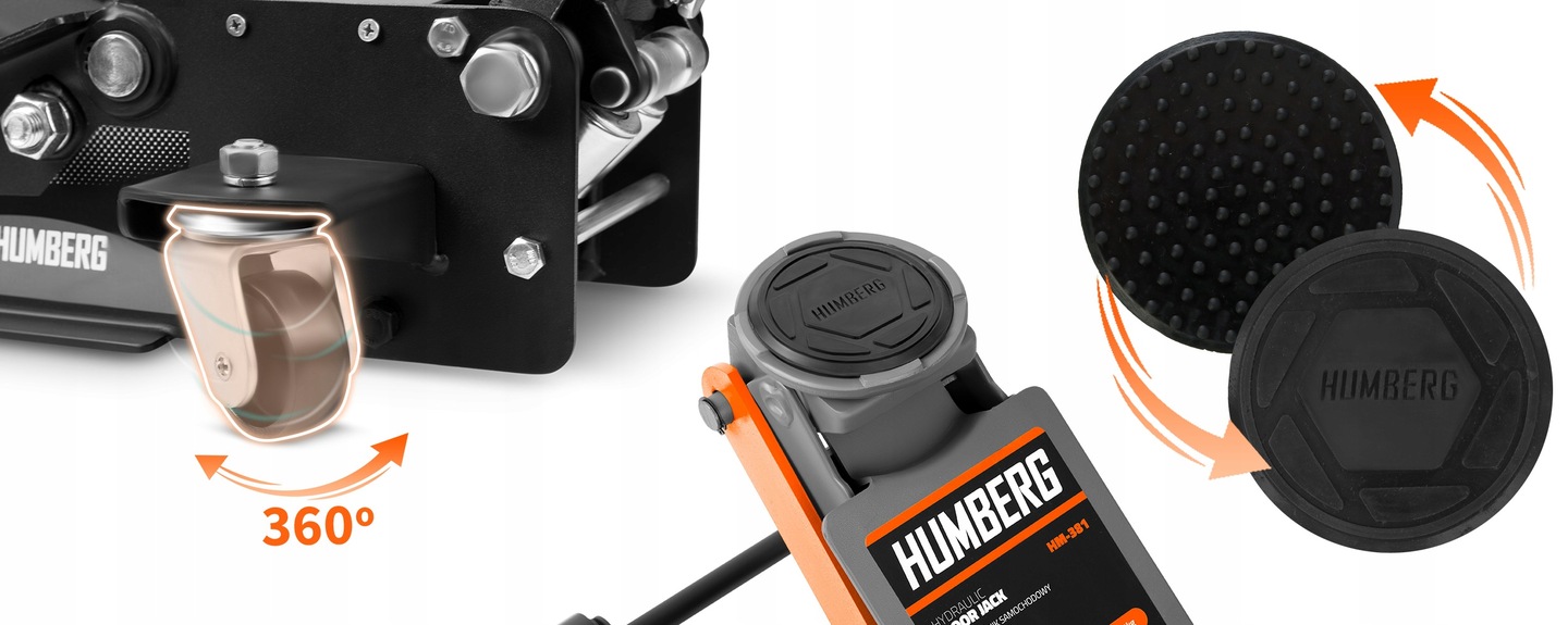 Humberg HM-381 ritentiņš 360° kustībā un maināmie gumijas uzgaļi tuvplānā
