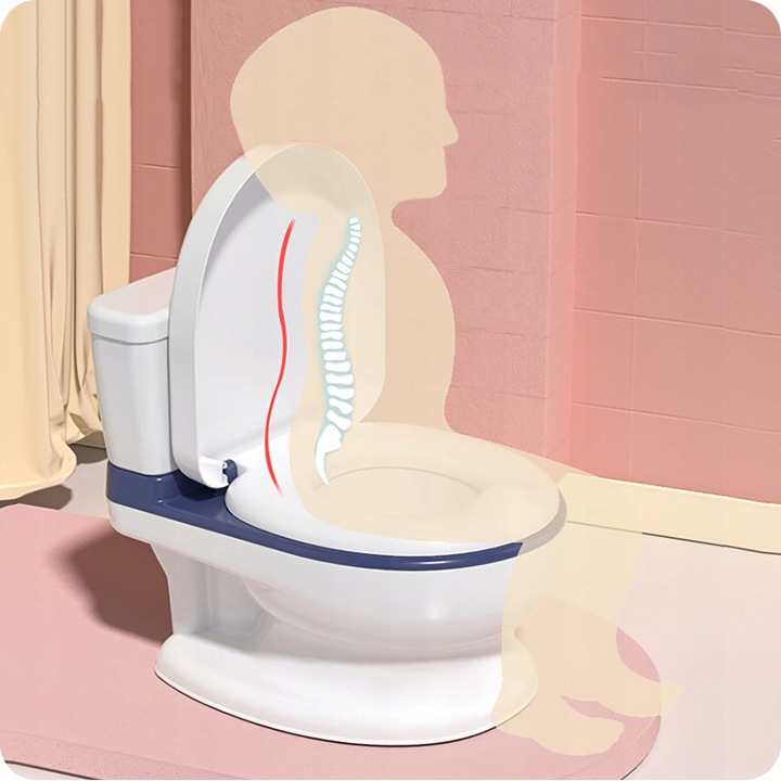 Ergonomiskais bērnu pods ar attēlotu sēdēšanas pozas profilu