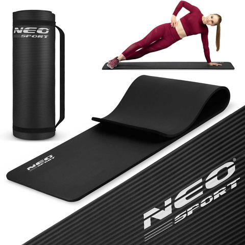 Treniņu paklājiņš Neo-Sport 183 x 60 cm, biezs, melns