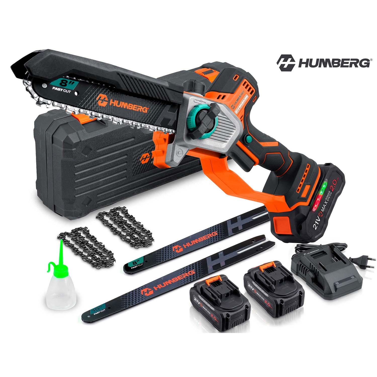 Akumulatora ķēdes zāģis Humberg HM-437 10″ un 8 – produkta galerijas skats, 2. pozīcija