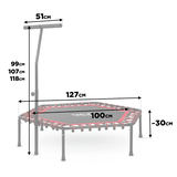Neo-Sport batuta izmēru shēma ar 127 cm diametru, 100 cm virsmu un roktura augstumiem