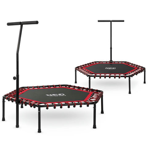 Fitness batuts Neo-Sport 127 cm ar rokturi, sešstūrains, sarkans