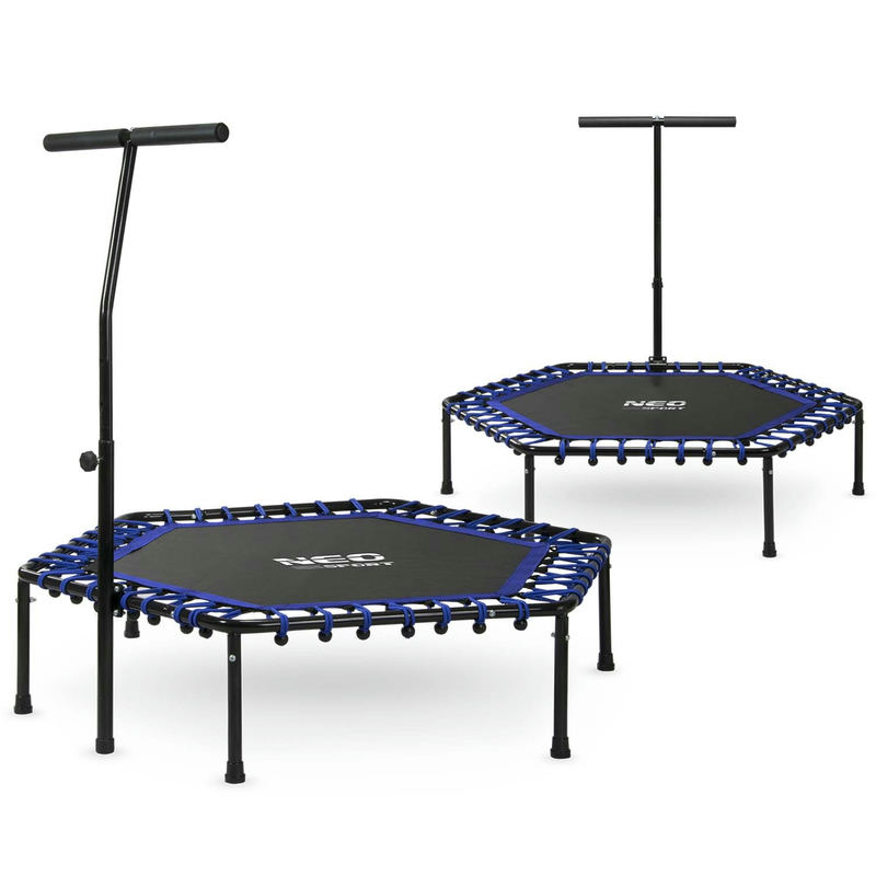 Fitnesa batuts Neo-Sport 127 cm ar rokturi, sešstūrains, zils – produkta kopskats