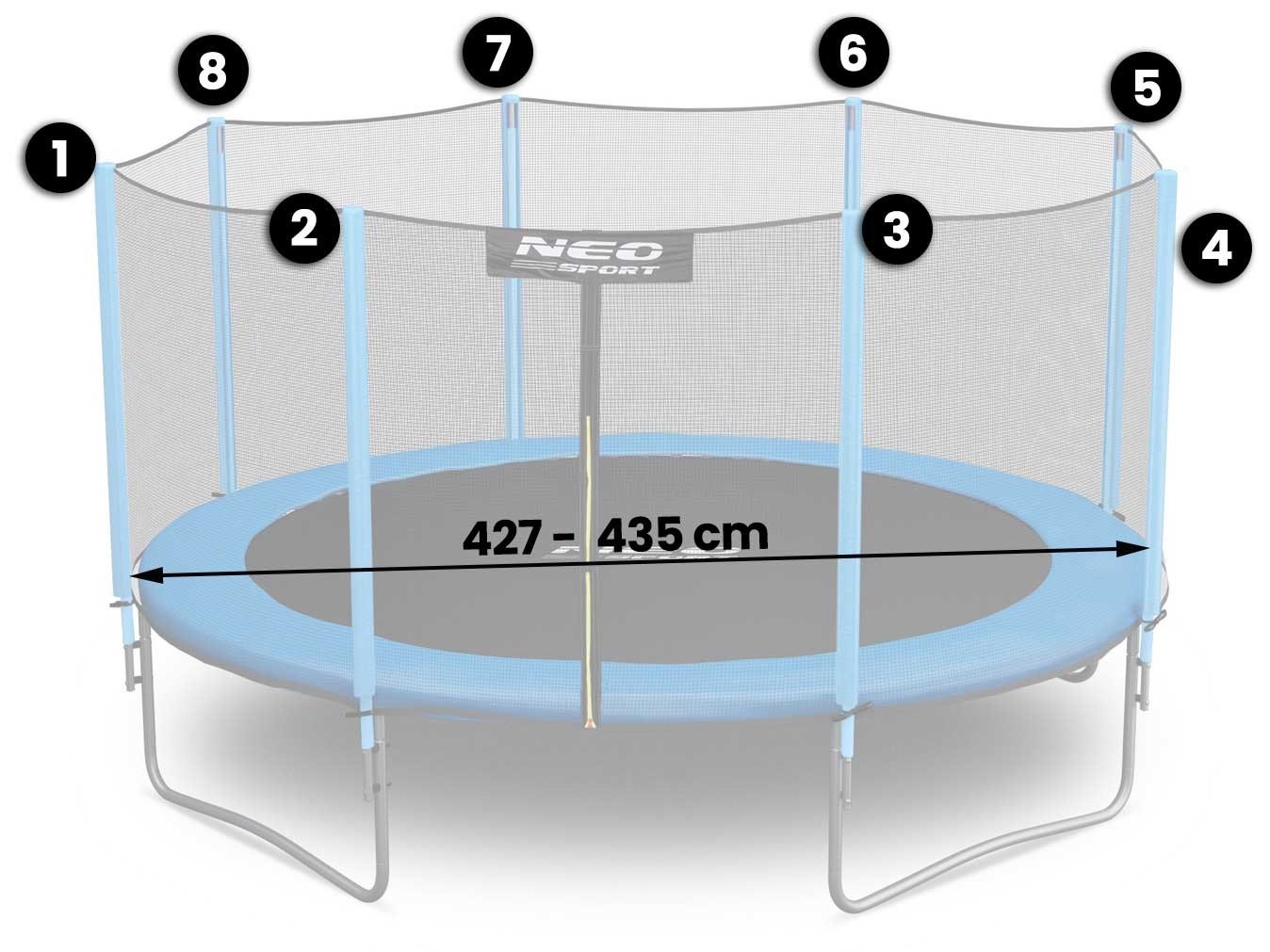 Ārējais tīkls batutam 435 cm 14 ft Neo-Sport – produkta galerijas skats, 2. pozīcija